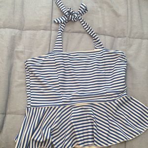 Cupshe Striped Blue Tie Swim Top
